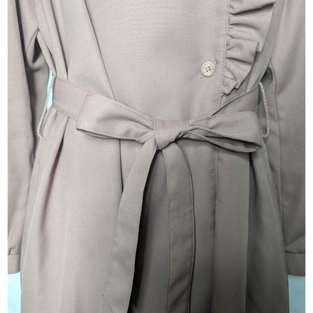 Vintage Bonders 1960s Pale Lilac Mauve Trench Coat Jacket Ruffle Military M - Picture 6 of 11